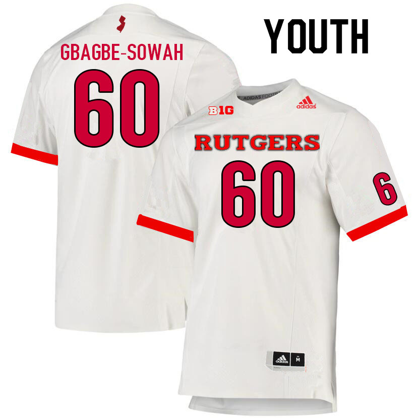 Youth #60 Moses Gbagbe-Sowah Rutgers Scarlet Knights College Football Jerseys Sale-White